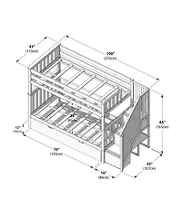 Max & Lily Max and Lily Twin over Twin Staircase Bunk with Trundle