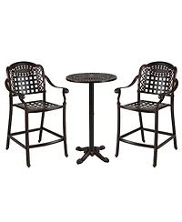 Slickblue 3 Piece Patio Bar Set Outdoor Cast Aluminum Round High Top Table 2 Counter Height Bar Stools