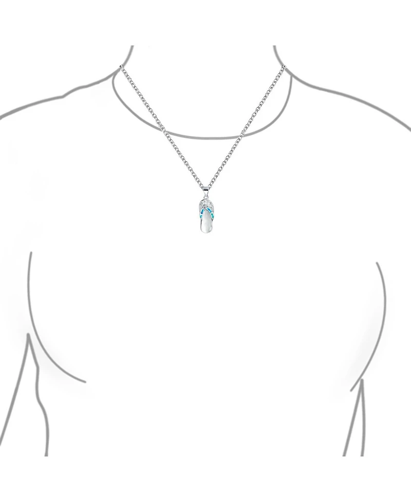Bling Jewelry Nautical Created Opal Flip Flop Sandal Pendant Necklace .925 Sterling Silver