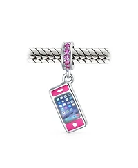 Bling Jewelry Cell Mobile Smart Phone Dangle Charm Bead Enamel Sterling Silver Fits Bracelet