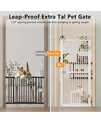 Aostirmotor 61" Extra Tall Pet Gate, adjustable built-in cat door, pressure mount no drilling, ideal for doorways and kitchen