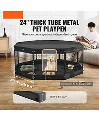Cozito Dog Playpen 8 Panel 24x24 in Foldable Metal with Cover