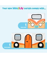 Max & Lily Low Bunk With Easy Slide and Orange Camper Van Curtain