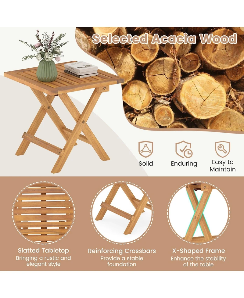 Sugift Outdoor Folding Side Table for Small Spaces and Garden Use