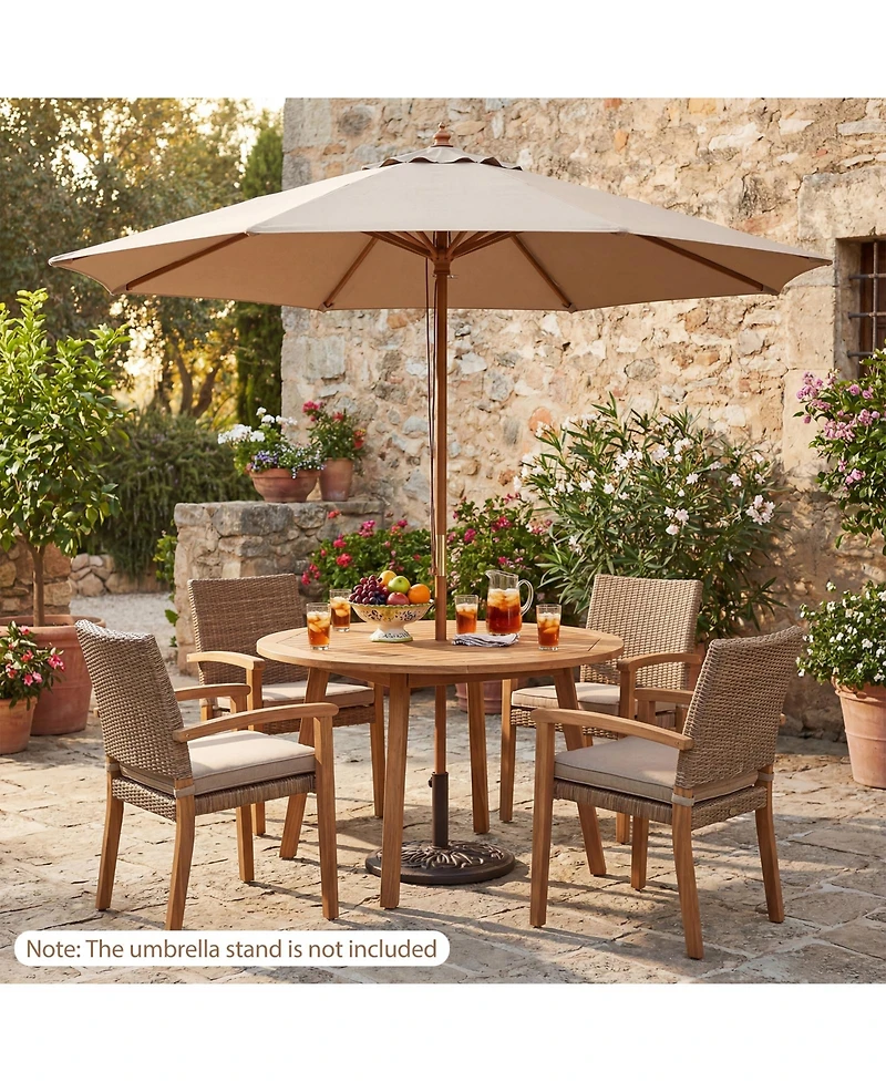 Sugift 9 Ft Patio Umbrella Outdoor Table Market Umbrella with 8 Sturdy Bamboo Ribs