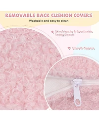 Sugift 2-Seat Kids Sofa Toddler Sofa Couch with Soft Teddy Fleece Upholstery and Solid Wooden Frame