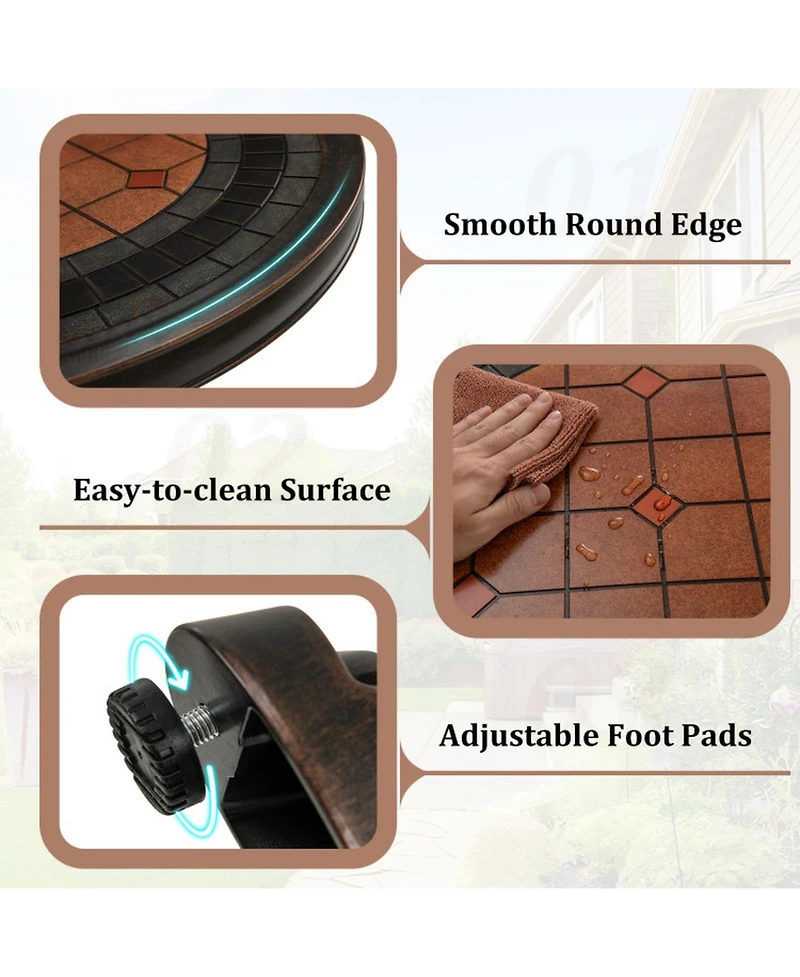 Gouun Cast Aluminum 24 in Round Outdoor Table with Weather-Resistant Finish