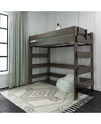 Max & Lily Solid Wood Modern Farmhouse High Loft Bed, Twin Bed Frame For Kids