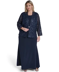 Jessica Howard Plus Scoop Neck Gown & Jacket, 2-Piece Set