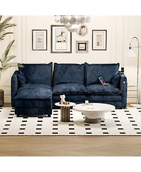 Dyhome Modular Sectional Sofa L Shaped Couch, 3 Seat Sofa Set with Ottoman and Pillows, Chenille Fabric