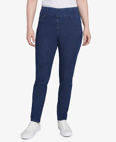 Ruby Rd. Petite Mid-Rise Pull-On Straight Extra Stretch Denim Pant