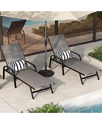 Homfan Adjustable 5-Position Outdoor Lounge Chairs Set of 2 - Durable Textilene Reclining Patio Chaise