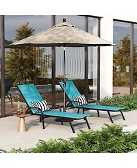 Homfan Adjustable 5-Position Outdoor Lounge Chairs Set of 2 - Durable Textilene Reclining Patio Chaise