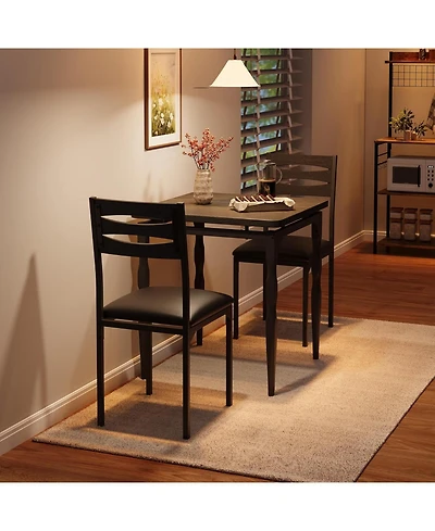 gaomon 3 Piece Dining Table Set, Farmhouse Style and Chairs Set for 2, Room Kitchen Apartment