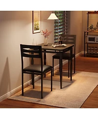 gaomon 3 Piece Dining Table Set, Farmhouse Style and Chairs Set for 2, Room Kitchen Apartment