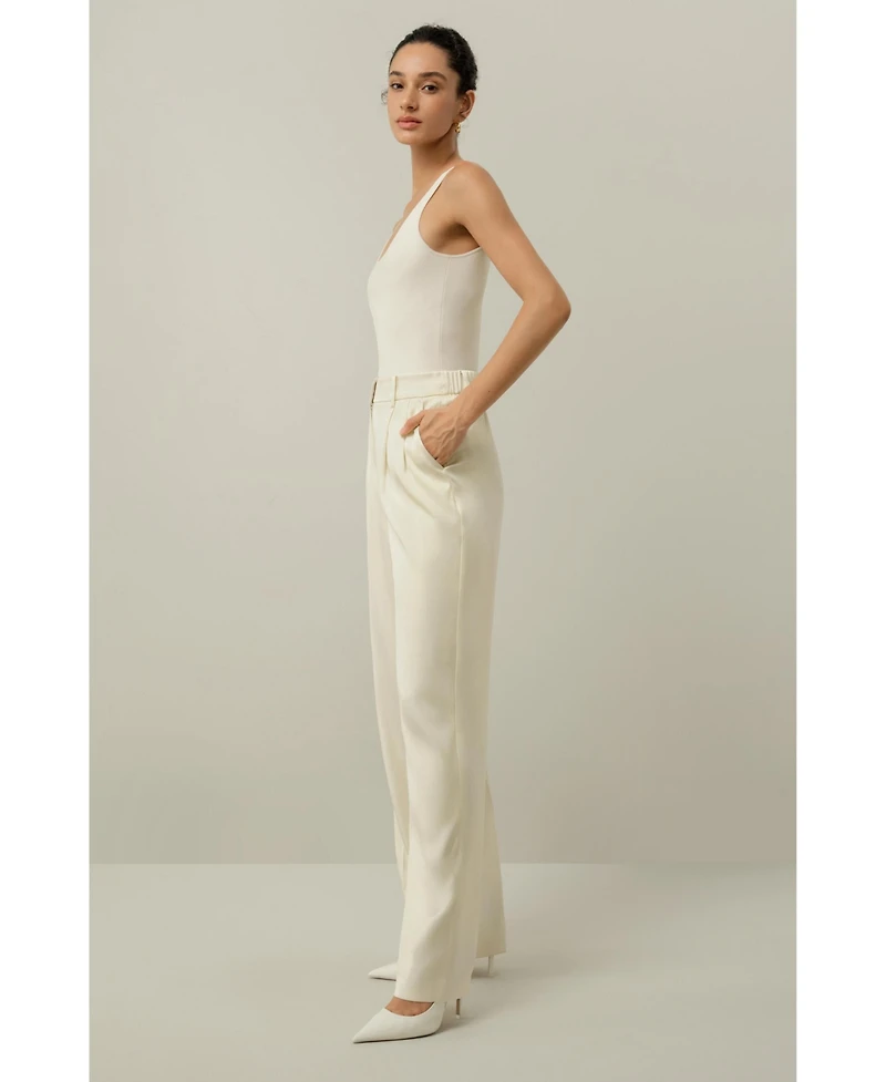 Lilysilk Women's Double-Faced Charmeuse Straight- Leg Pant