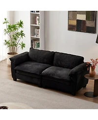 Rainsken 84.2" Chenille Modular Sectional Couch, Deep 2-Seat Sofa with Removable Washable Covers and Pocket Coil Spring Support for Living Room