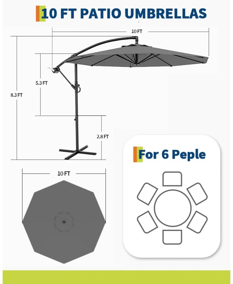 gaomon offset patio umbrella with weighted base, 360degree(s) rotation and infinite tilt for versatile shade on decks, poolsides, lawns, backyards