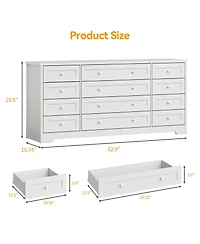 gaomon 12 Drawer Dresser, 63" Wide Wood Chest of Drawers Storage Cabinet.