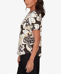Alfred Dunner Petite Detail Driven Floral Stained Glass Short-Sleeve T-Shirt