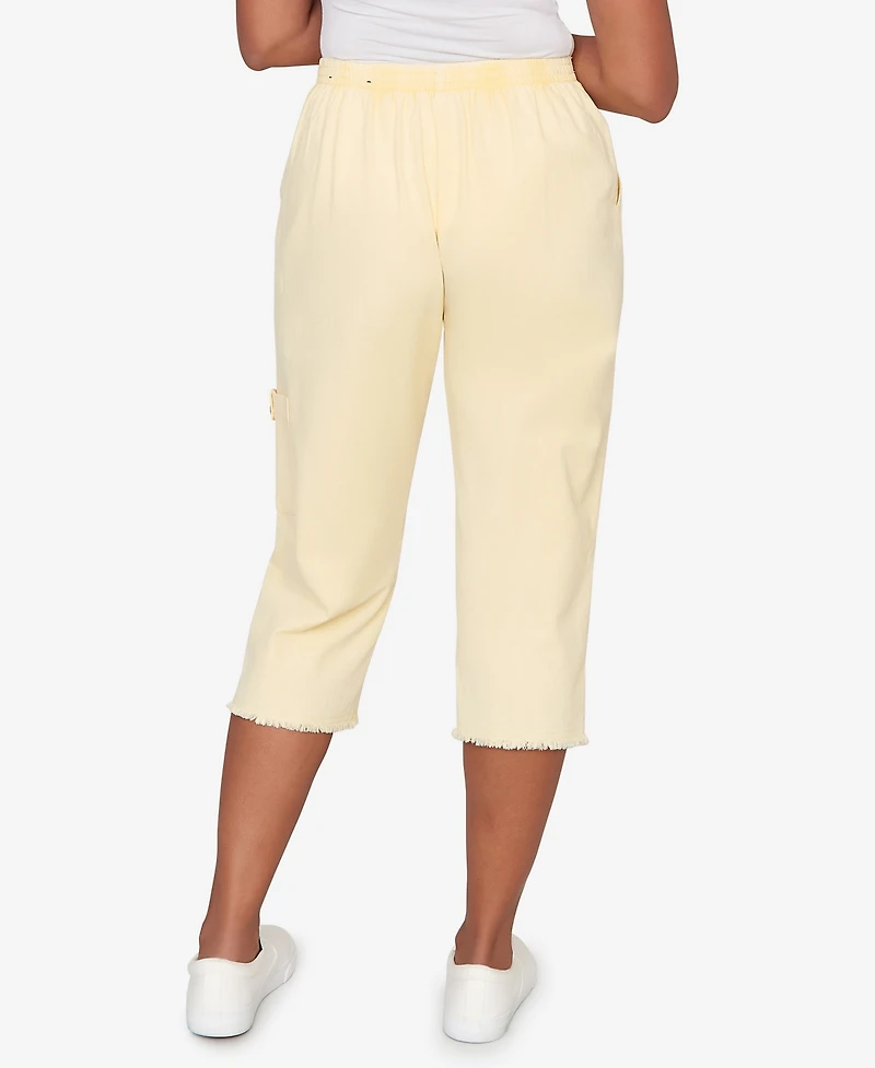 Alfred Dunner Petite Out of the Blue Fringe Denim Patch Pocket Capri Pants
