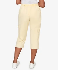 Alfred Dunner Petite Out of the Blue Fringe Denim Patch Pocket Capri Pants