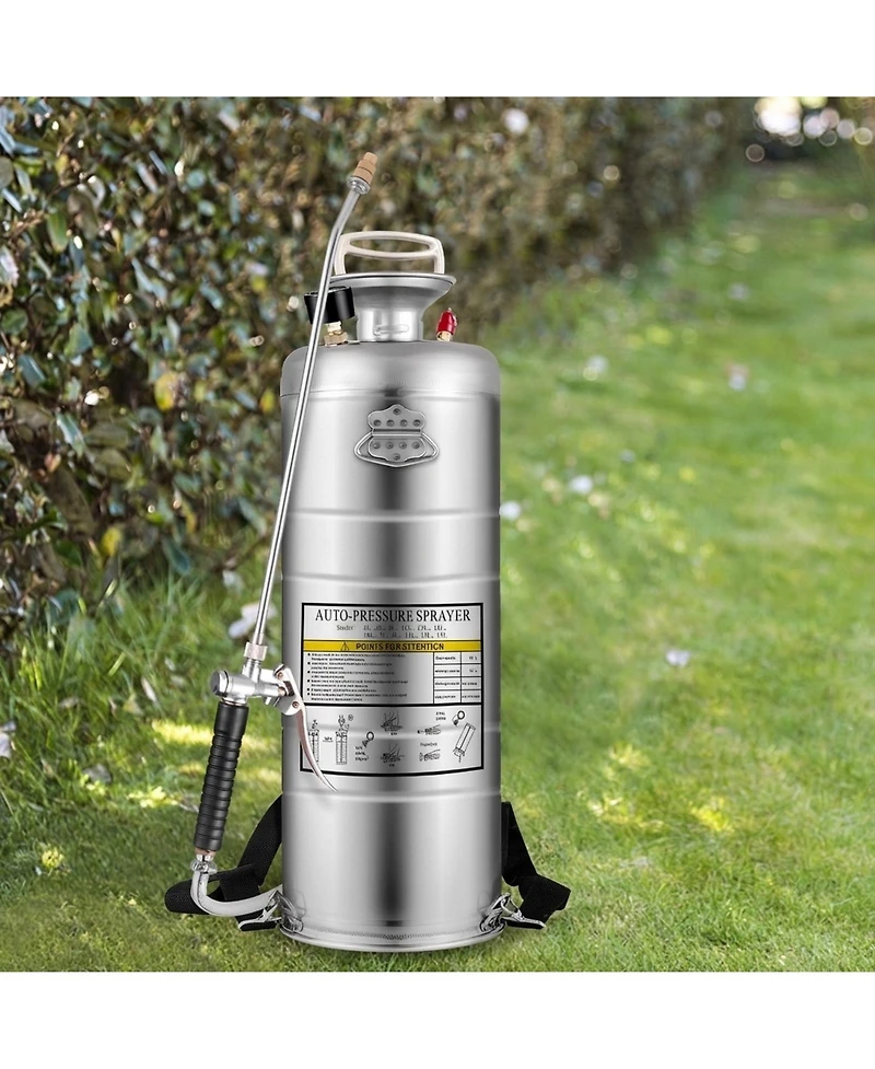 Sugift 3.5Gal Stainless Steel Sprayer, 20" Wand, Adjustable Nozzle for Gardening