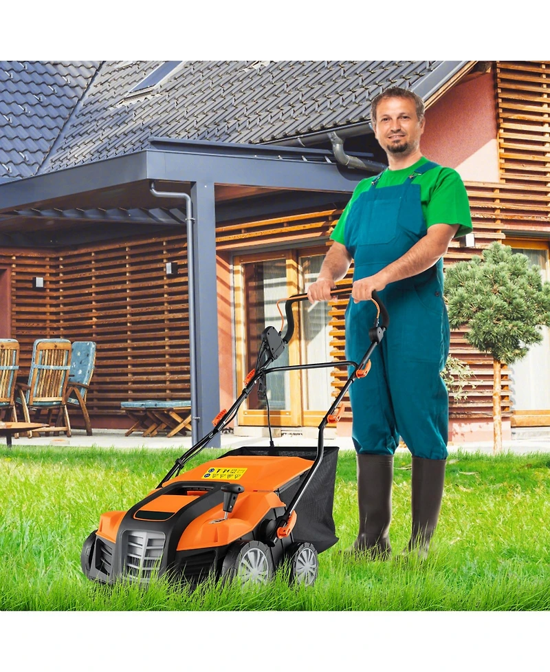 Sugift 16 in Electric Lawn Dethatcher and Scarifier with Collection Bag