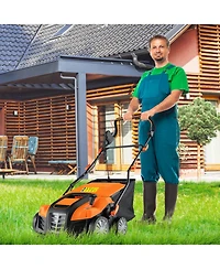 Sugift 16 in Electric Lawn Dethatcher and Scarifier with Collection Bag