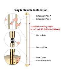 Yescom 3 Pack 9.25 Ft Spinning Static Dancing Pole Kit for Fitness Studio Club Gold