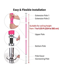 Yescom 3 Pack 9.25 Ft Silicone Spinning Static Dancing Pole for Fitness Studio Club