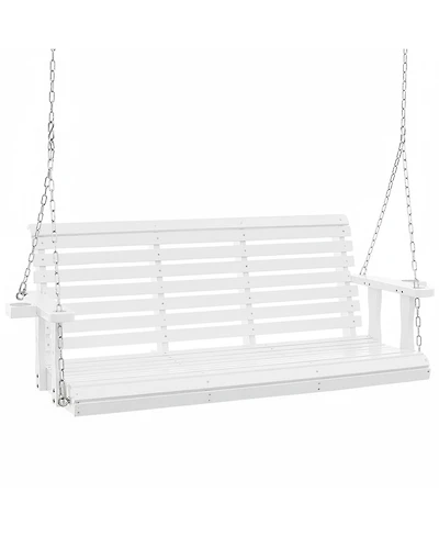 Gouun 5.5 feet Wooden Hanging Porch Swing Bench with Steel Chains.