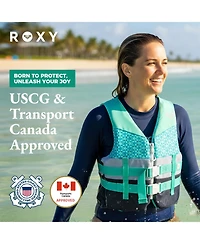 Roxy Uscg Approved Women's Life Vest, Light-weight Epe Foam with Two Quick Release Buckles, for Boating, Fishing and Kayaking