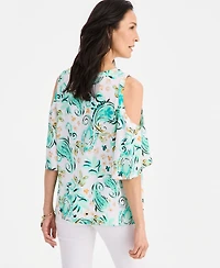 Jm Collection Women's Cold-Shoulder Elbow-Sleeve Top, Macy's Exclusive