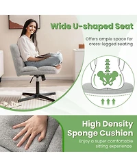 Gouun Wide Seat Cross Legged Armless Swivel Chair with Adjustable Height