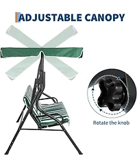 gaomon 3-Seat Outdoor Porch Swing Chair with Adjustable Canopy and Thickened Cushions, Glider Bench Non-Slip Feet Strong Spring