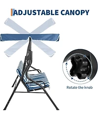 gaomon 3-Seat Outdoor Porch Swing Chair with Adjustable Canopy and Thickened Cushions, Glider Bench Non-Slip Feet Strong Spring