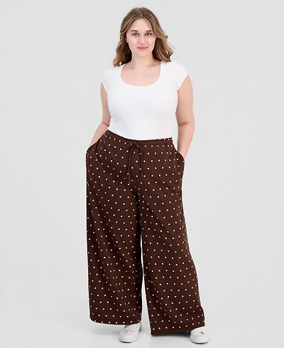 Rebel Veil Trendy Plus Wide-Leg Drawstring Sweatpants