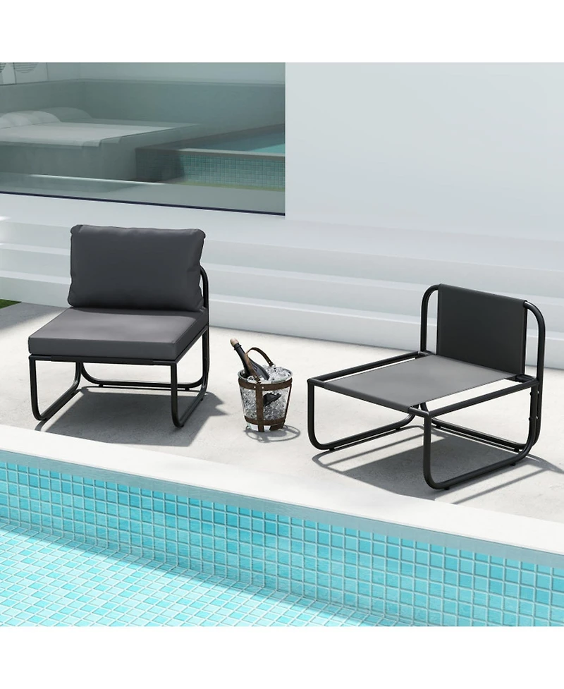 Gouun Outdoor Patio Chairs Set of 2 with Removable Back and Seat Cushions