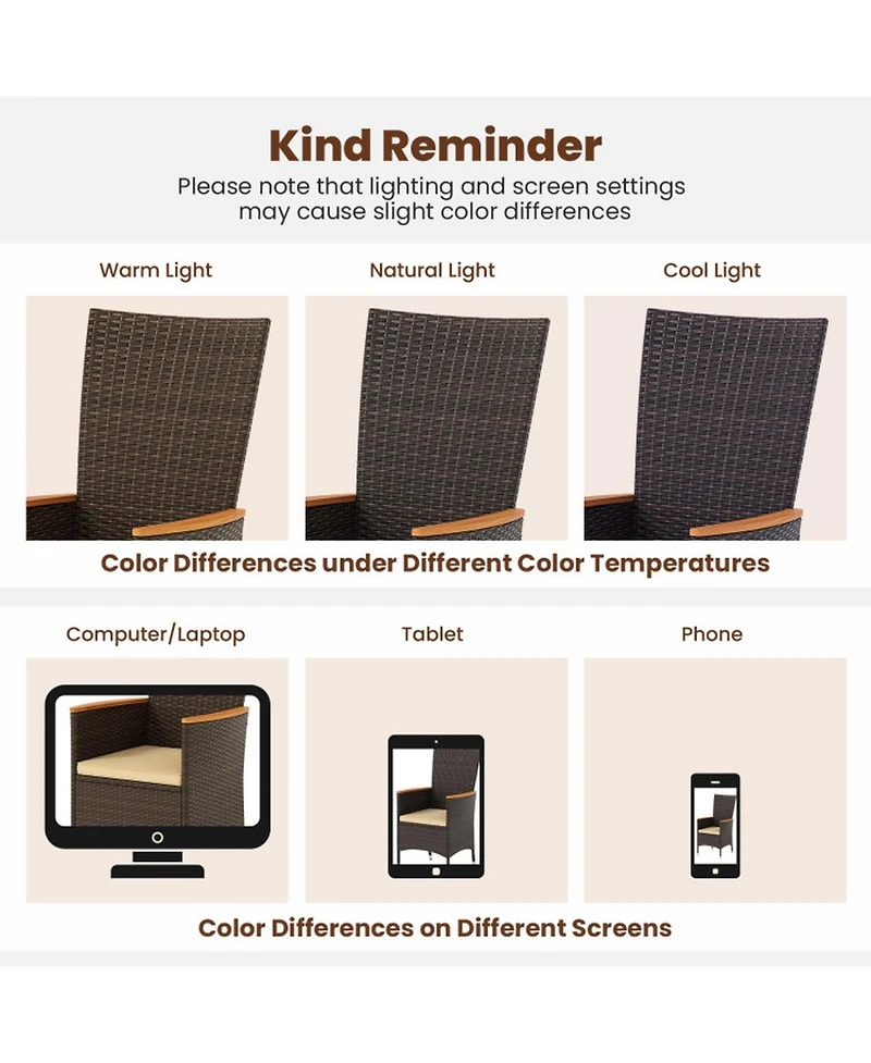 Gouun Wicker Patio Dining Chairs Set of 4 with High Backrest and Seat Cushions