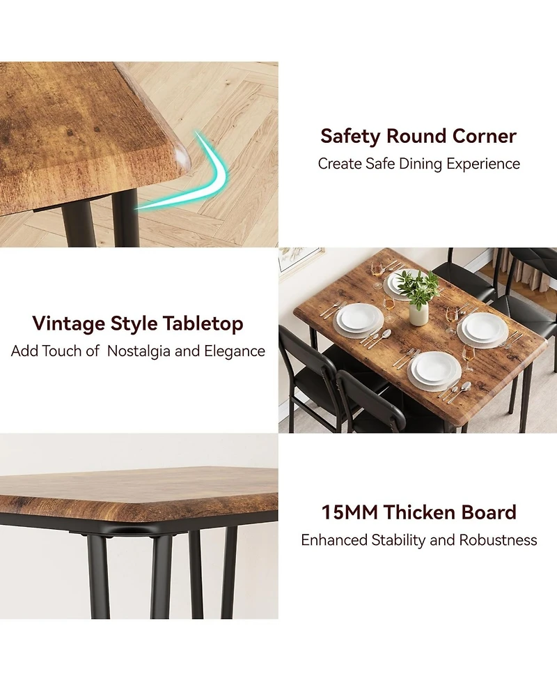 gaomon Dining Table Set for 4 Kitchen Table and Chairs for 4 5 Piece Kitchen Dining Room Table Set Dinner Table With Upholstered Seat