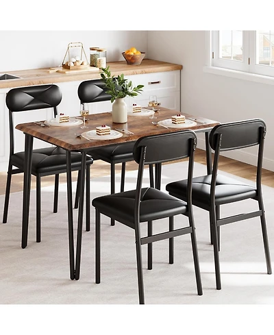 gaomon Dining Table Set for 4 Kitchen Table and Chairs for 4 5 Piece Kitchen Dining Room Table Set Dinner Table With Upholstered Seat