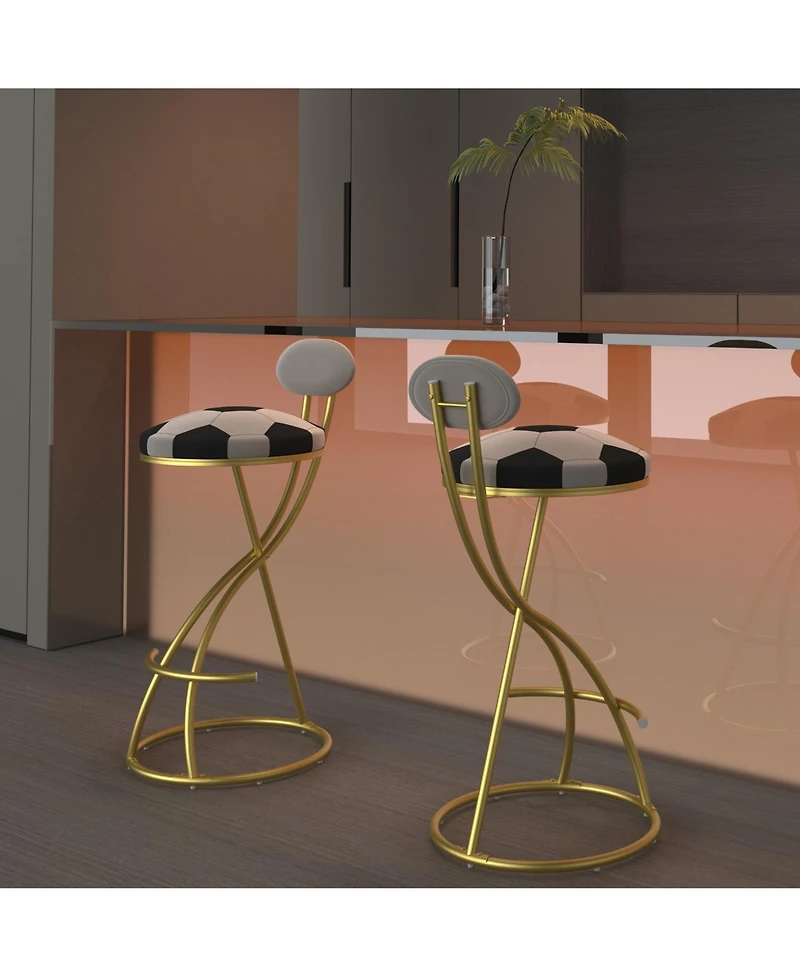 Rainsken Football Print Bar Stools Set of 2