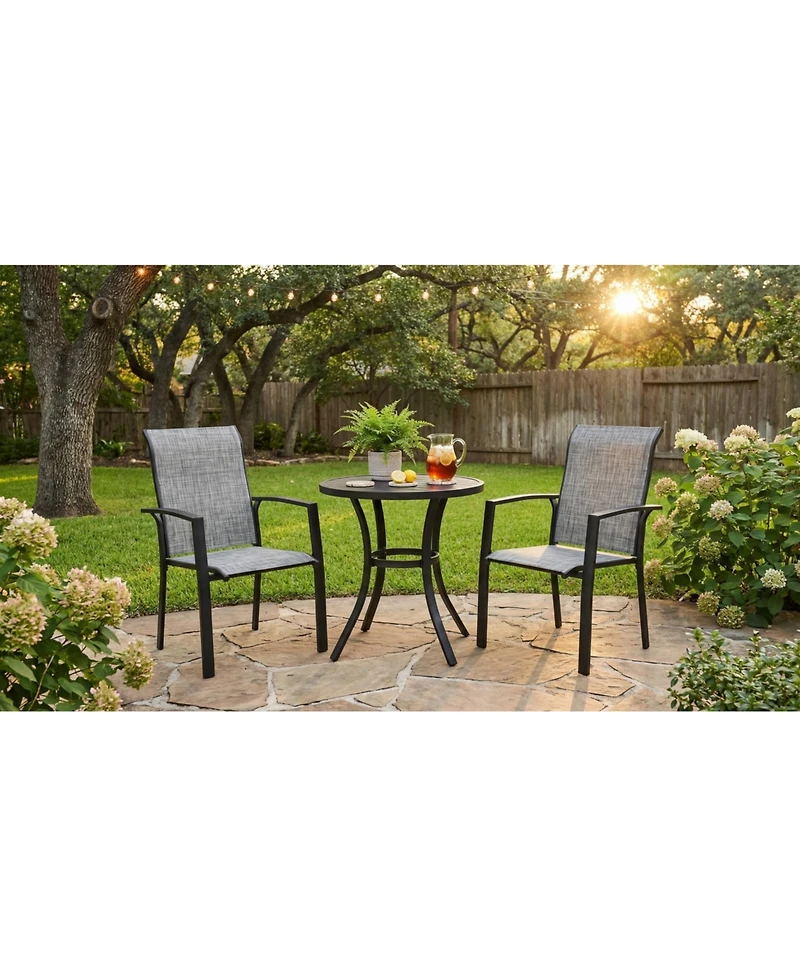 Mondawe 2-Piece Stackable Outdoor Dining Chairs, Metal Frame with E-Coating, Textilene All-Weather Patio Chairs