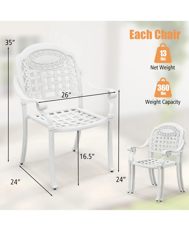 Gouun Cast Aluminum Patio Dining Chairs Set of 2 with Curved Armrests