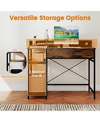 Skonyon 48 Inch Computer Desk with Monitor Stand Drawer and Shelves-Rustic Brown