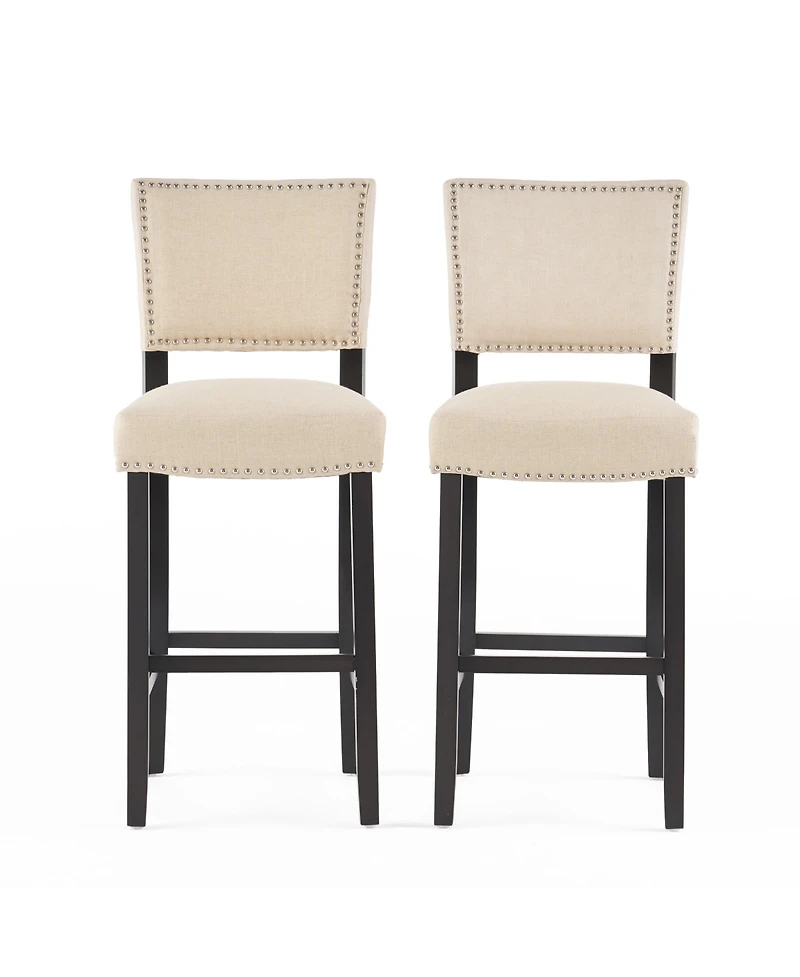 Rainsken Upholstered Counter Height Chairs Featuring Wood Frame and Rivet Accent Bar Stools Set of 2