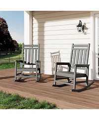 gaomon Set of 2 All Weather Outdoor Rocking Chairs - Oversized Hdpe Porch Rockers with High Backrest, Sturdy and Comfortable for Adults