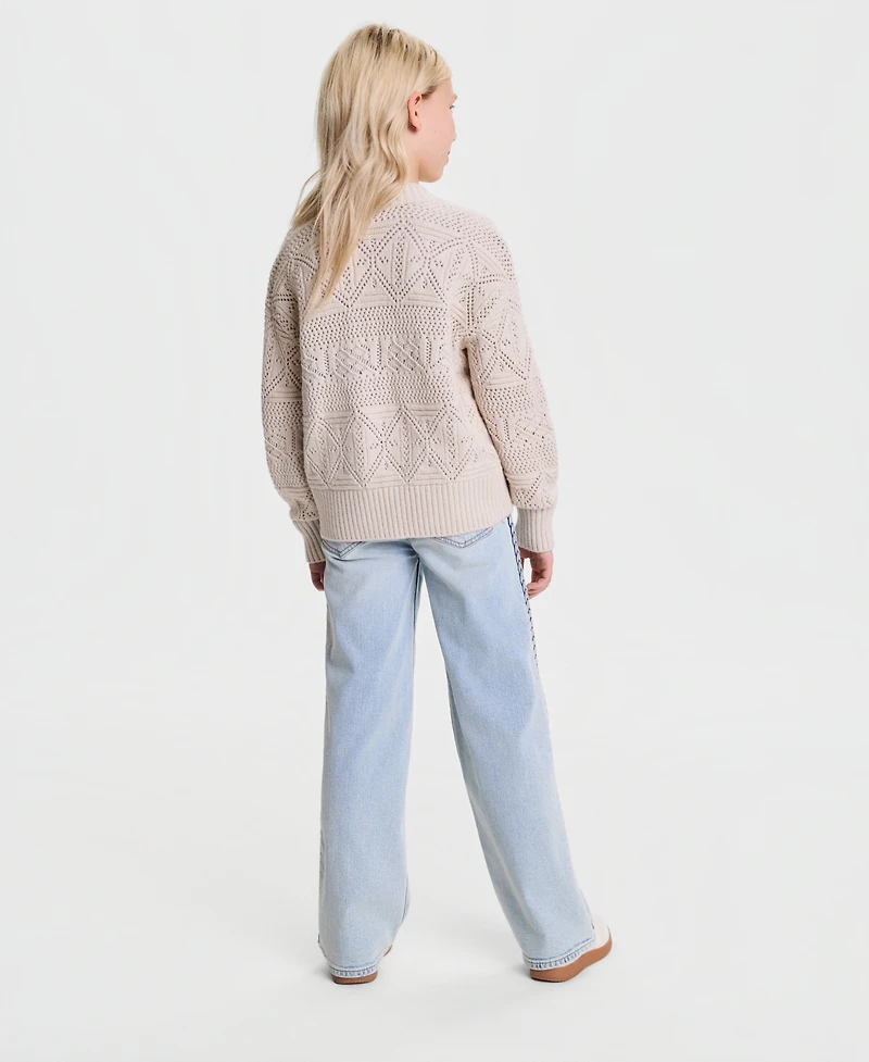 abercrombie kids Girls' 5-16 Braided High-Rise Wide-Leg Jeans