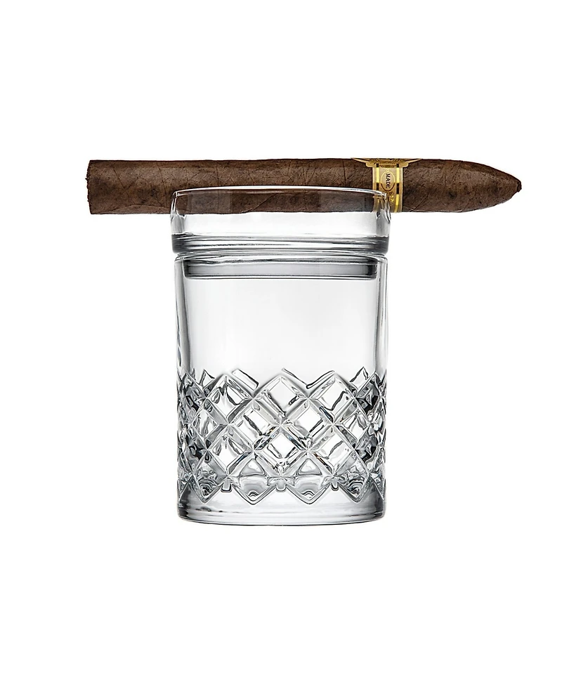 Godinger Hatch 2-Pc. Double Old-Fashioned Glass and Cigar Holder Bar Set